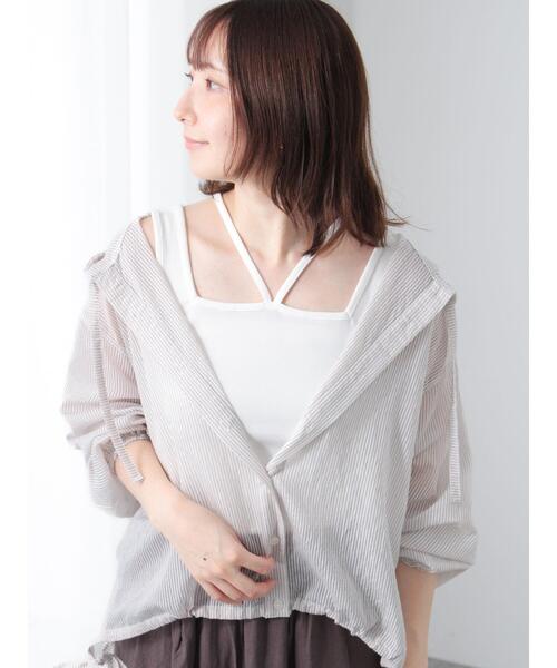 Te chichi TERRASSE（テチチテラス）の「【接触冷感】ホルターネックタンクトップ（タンクトップ・レディース・ブラック/オフホワイト/キナリ・F）」の9枚目の写真