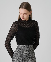 ANAYI | ストレッチレースモックネック プルオーバー(Tシャツ/カットソー)