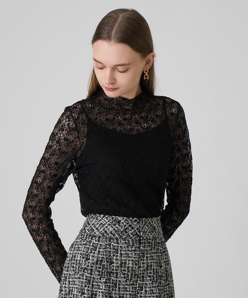 新品未使用タグ付き　アナイ　ストレッチレースモックネック プルオーバー ストレッチレースモックネック プルオーバー|ANAYI OFFICIAL