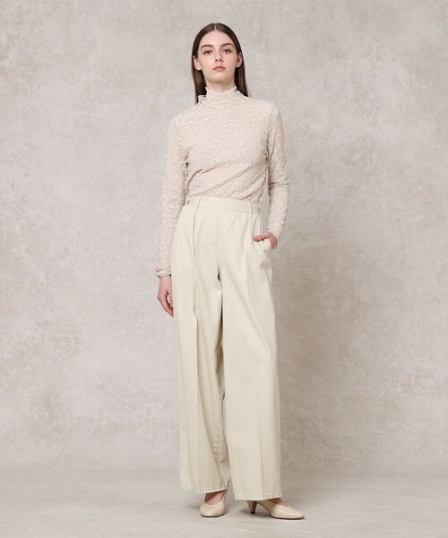 ANAYI（アナイ）の「ストレッチレースモックネック プルオーバー（Tシャツ/カットソー・レディース・ライトベージュ/オフホワイト/ブラック・38/36）」の7枚目の写真