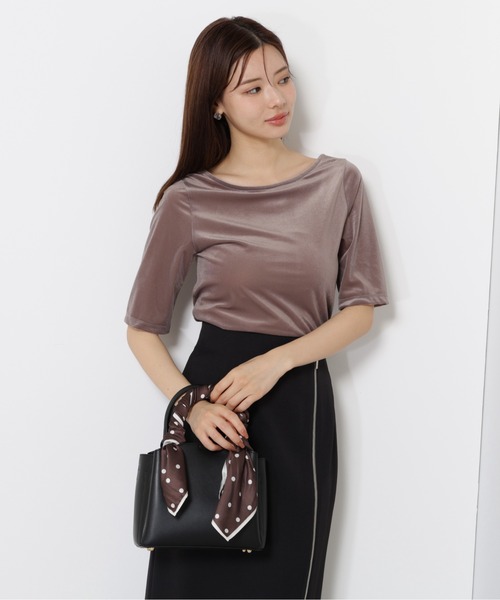 PROPORTION BODY DRESSING（プロポーションボディドレッシング）の「＜ハンドウォッシャブル＞シアーベロア５分袖トップス / 1215260800（Tシャツ/カットソー・レディース・グレー/ダークグレー・FREE）」の2枚目の写真