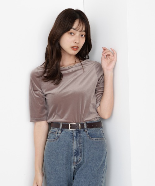 PROPORTION BODY DRESSING（プロポーションボディドレッシング）の「＜ハンドウォッシャブル＞シアーベロア５分袖トップス / 1215260800（Tシャツ/カットソー・レディース・グレー/ダークグレー・FREE）」の16枚目の写真