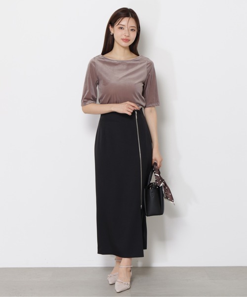 PROPORTION BODY DRESSING（プロポーションボディドレッシング）の「＜ハンドウォッシャブル＞シアーベロア５分袖トップス / 1215260800（Tシャツ/カットソー・レディース・グレー/ダークグレー・FREE）」の10枚目の写真