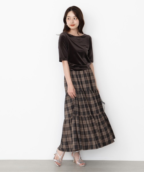 PROPORTION BODY DRESSING（プロポーションボディドレッシング）の「＜ハンドウォッシャブル＞シアーベロア５分袖トップス / 1215260800（Tシャツ/カットソー・レディース・グレー/ダークグレー・FREE）」の7枚目の写真