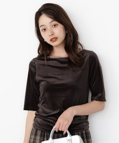 PROPORTION BODY DRESSING（プロポーションボディドレッシング）の「＜ハンドウォッシャブル＞シアーベロア５分袖トップス / 1215260800（Tシャツ/カットソー・レディース・グレー/ダークグレー・FREE）」の5枚目の写真