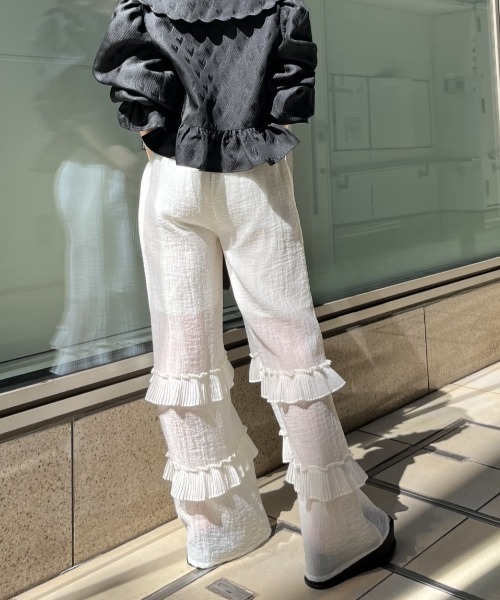 HONEY MI HONEY（ハニーミーハニー）の「chiffon wide pants（その他パンツ・レディース・ベージュ/ホワイト・FREE）」の10枚目の写真