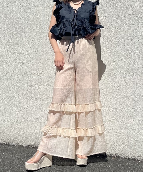 HONEY MI HONEY（ハニーミーハニー）の「chiffon wide pants（その他パンツ・レディース・ベージュ/ホワイト・FREE）」の11枚目の写真