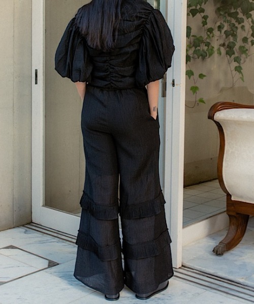 HONEY MI HONEY（ハニーミーハニー）の「chiffon wide pants（その他パンツ・レディース・ベージュ/ホワイト・FREE）」の4枚目の写真