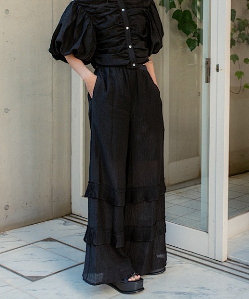 HONEY MI HONEY（ハニーミーハニー）の「chiffon wide pants（その他パンツ・レディース・ベージュ/ホワイト・FREE）」の5枚目の写真