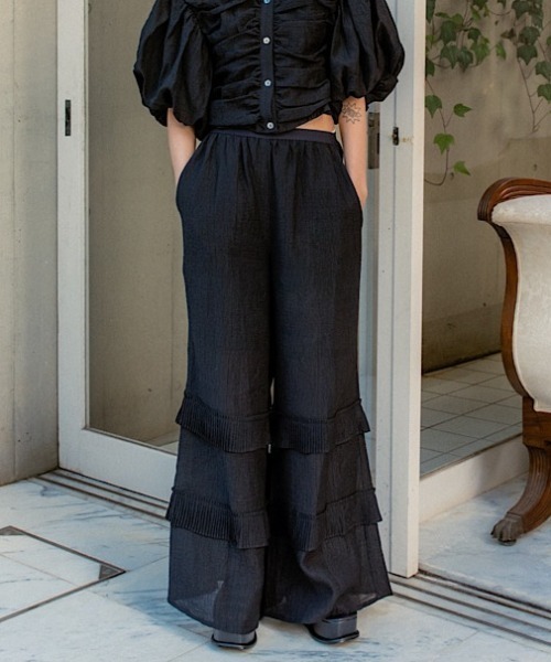 HONEY MI HONEY（ハニーミーハニー）の「chiffon wide pants（その他パンツ・レディース・ベージュ/ホワイト・FREE）」の3枚目の写真