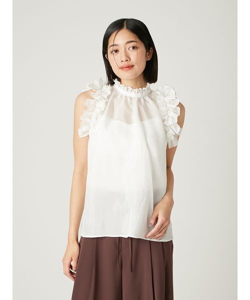 FRAY I.D（フレイアイディー）の「2wayギャザーフリルブラウス（シャツ/ブラウス・レディース・ホワイト/ブラウン/その他・F）」の6枚目の写真