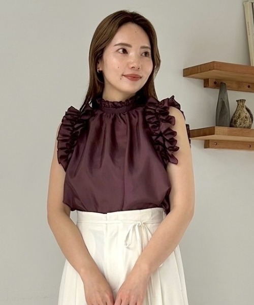 ito fukuoka ブラウス リネン フリル ギャザー フリーサイズベージュ ito fukuoka ブラウス リネン フリル ギャザー フリーサイズベージュ
