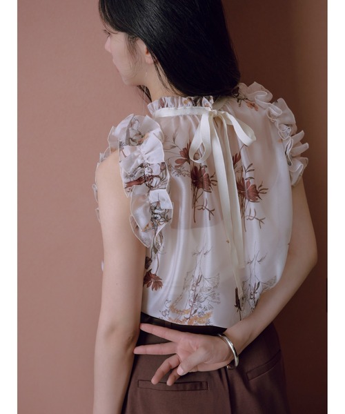 FRAY I.D（フレイアイディー）の「2wayギャザーフリルブラウス（シャツ/ブラウス・レディース・ホワイト/ブラウン/その他・F）」の5枚目の写真