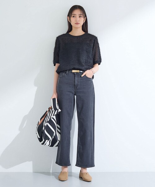 INDIVI（インディヴィ）の「ヘアリージャカードトップス（シャツ/ブラウス・レディース・ブラック/ホワイト・38/34/19/15 /13/05）」の6枚目の写真