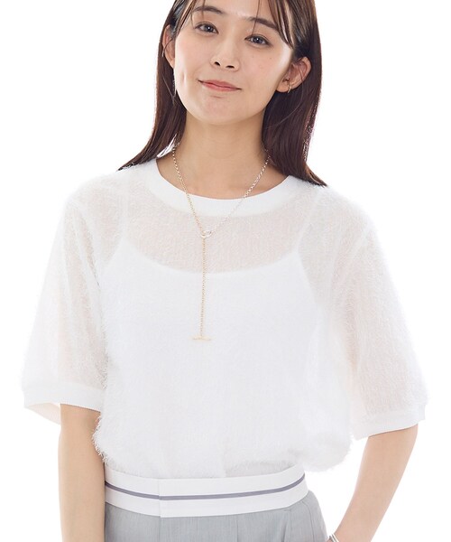 INDIVI（インディヴィ）の「ヘアリージャカードトップス（シャツ/ブラウス・レディース・ブラック/ホワイト・38/34/19/15 /13/05）」の8枚目の写真