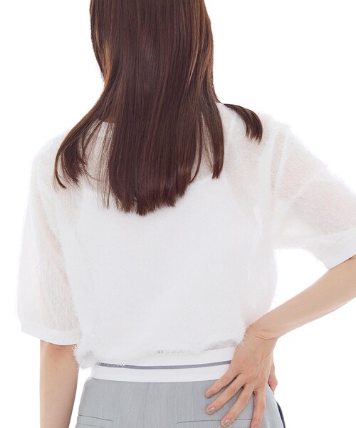 INDIVI（インディヴィ）の「ヘアリージャカードトップス（シャツ/ブラウス・レディース・ブラック/ホワイト・38/34/19/15 /13/05）」の9枚目の写真
