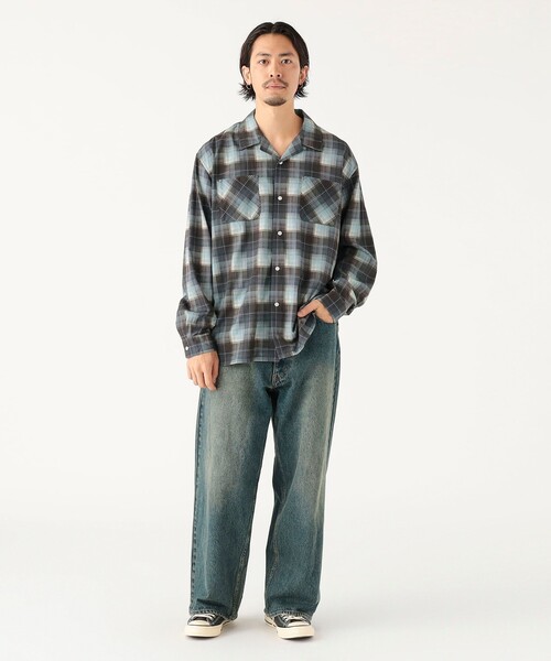 B:MING by BEAMS（ビーミングバイビームス）の「プリント オンブレチェック オープンカラーシャツ（シャツ/ブラウス・メンズ・レッド/ブラック・S/M/L/XL）」の3枚目の写真