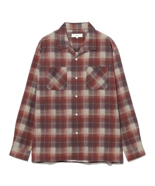 B:MING by BEAMS（ビーミングバイビームス）の「プリント オンブレチェック オープンカラーシャツ（シャツ/ブラウス・メンズ・レッド/ブラック・S/M/L/XL）」の9枚目の写真