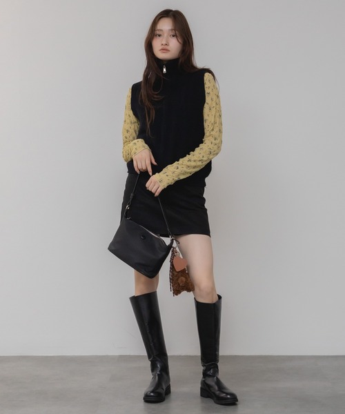 HEILIS(ヘイリス)の「花柄リバティプリントメローカットソー/プリント柄 メロー ハイネック 長袖 カットソー イエロー ホワイト アイボリー 韓国 ガーリー シティガール 春服 秋服 冬服 レイヤード(Tシャツ/カットソー・レディース・オフホワイト/イエロー・FREE)」の14枚目の写真