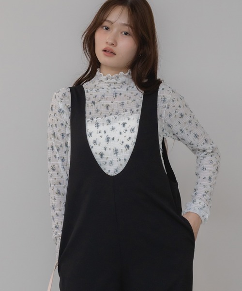 HEILIS(ヘイリス)の「花柄リバティプリントメローカットソー/プリント柄 メロー ハイネック 長袖 カットソー イエロー ホワイト アイボリー 韓国 ガーリー シティガール 春服 秋服 冬服 レイヤード(Tシャツ/カットソー・レディース・オフホワイト/イエロー・FREE)」の16枚目の写真