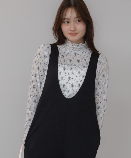 HEILIS(ヘイリス)の「花柄リバティプリントメローカットソー/プリント柄 メロー ハイネック 長袖 カットソー イエロー ホワイト アイボリー 韓国 ガーリー シティガール 春服 秋服 冬服 レイヤード(Tシャツ/カットソー・レディース・オフホワイト/イエロー・FREE)」の17枚目の写真