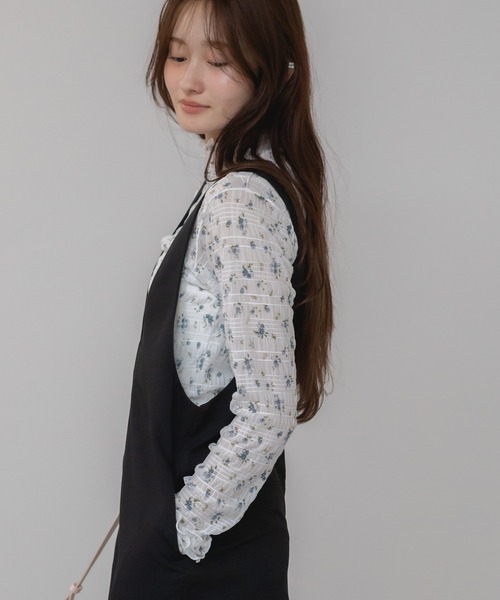HEILIS(ヘイリス)の「花柄リバティプリントメローカットソー/プリント柄 メロー ハイネック 長袖 カットソー イエロー ホワイト アイボリー 韓国 ガーリー シティガール 春服 秋服 冬服 レイヤード(Tシャツ/カットソー・レディース・オフホワイト/イエロー・FREE)」の19枚目の写真