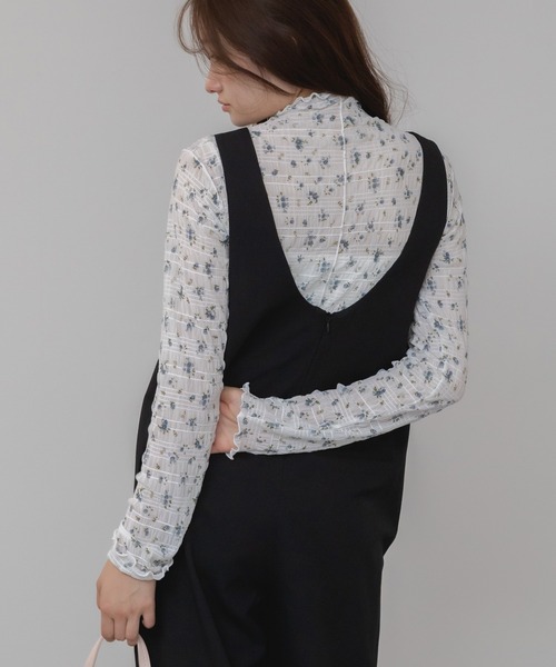 HEILIS(ヘイリス)の「花柄リバティプリントメローカットソー/プリント柄 メロー ハイネック 長袖 カットソー イエロー ホワイト アイボリー 韓国 ガーリー シティガール 春服 秋服 冬服 レイヤード(Tシャツ/カットソー・レディース・オフホワイト/イエロー・FREE)」の20枚目の写真