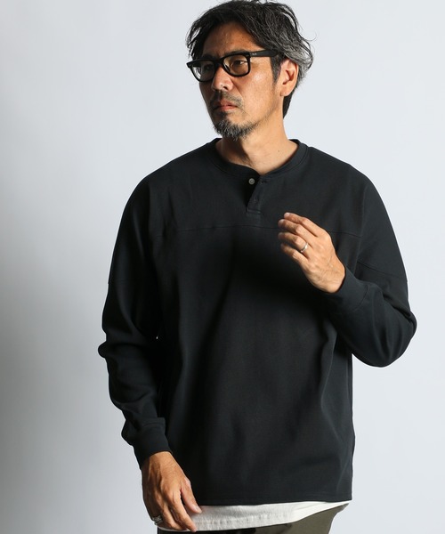 The DUFFER of ST.GEORGE（ザダファーオブセントジョージ）の「「AIR FLEX」SETUP HONEYCOMB HENLEY L/S TEE：機能素材 「エアフレックス」セットアップ ヘンリーネック ロンTEE（Tシャツ/カットソー・メンズ・ブラック/ネイビー・X-LARGE/LARGE/MEDIUM/SMALL）」の5枚目の写真