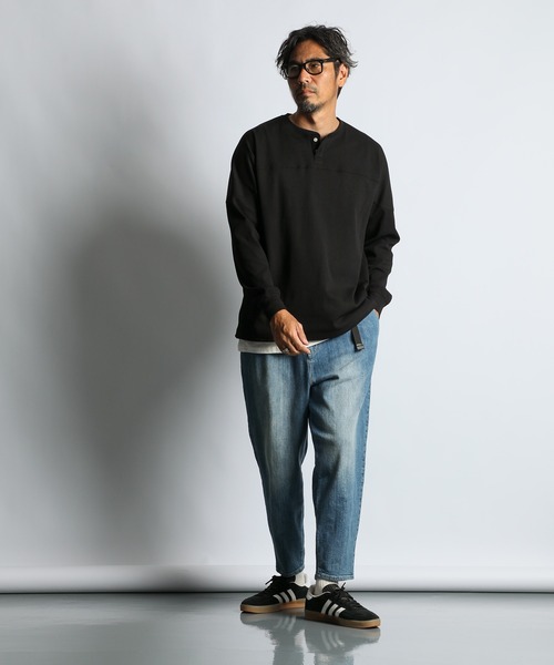 The DUFFER of ST.GEORGE（ザダファーオブセントジョージ）の「「AIR FLEX」SETUP HONEYCOMB HENLEY L/S TEE：機能素材 「エアフレックス」セットアップ ヘンリーネック ロンTEE（Tシャツ/カットソー・メンズ・ブラック/ネイビー・X-LARGE/LARGE/MEDIUM/SMALL）」の4枚目の写真