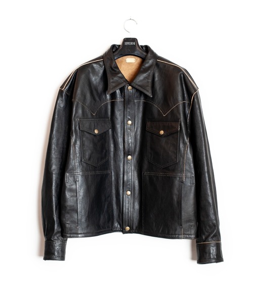 SEVESKIG（セヴシグ）の「SEVESKIG/セブシグ/LEATHER_SHIRTS_LT-SV-NRS-1003（ライダースジャケット・メンズ・ブラック/ピンク・SMALL/MEDIUM/LARGE/X-LARGE）」の2枚目の写真