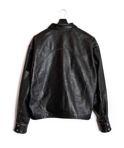 SEVESKIG（セヴシグ）の「SEVESKIG/セブシグ/LEATHER_SHIRTS_LT-SV-NRS-1003（ライダースジャケット・メンズ・ブラック/ピンク・SMALL/MEDIUM/LARGE/X-LARGE）」の3枚目の写真