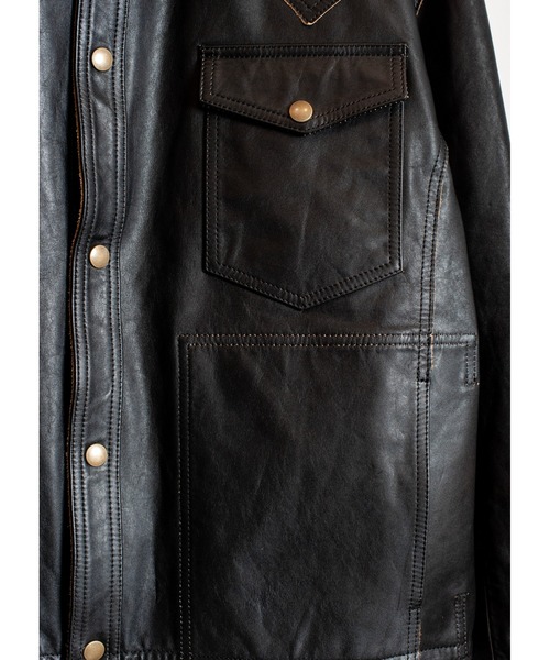 SEVESKIG（セヴシグ）の「SEVESKIG/セブシグ/LEATHER_SHIRTS_LT-SV-NRS-1003（ライダースジャケット・メンズ・ブラック/ピンク・SMALL/MEDIUM/LARGE/X-LARGE）」の4枚目の写真