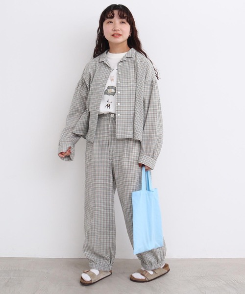 l'atelier du savon(アトリエドサボン)の「●やさしいチェック ちび開襟ブラウス(シャツ/ブラウス・レディース・ブラック/ベージュ・FREE)」の18枚目の写真