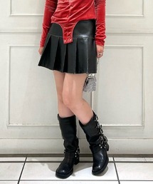 Ray BEAMS | フェイクレザー プリーツ ミニ スカート(スカート)