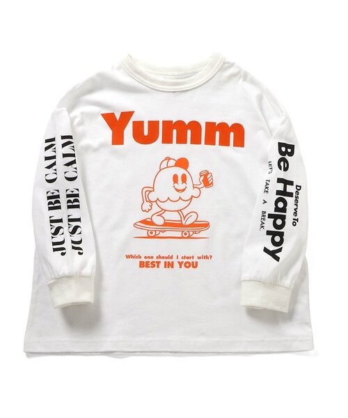 BREEZE(ブリーズ)の「【B NEWJACK 】スリーブグラフィックロンT_ジュニア対応(Tシャツ/カットソー・キッズ・オフホワイト/グレー/ネイビー/オレンジ・160/150/140/130/120/110/100/90)」の1枚目の写真