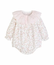 moimoln（モイモルン）の「【2点セット】レトロフラワーロンパース＆レーススタイ（ロンパース）」