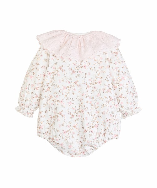 moimoln（モイモルン）の「【2点セット】レトロフラワーロンパース＆レーススタイ（ロンパース・キッズ・オフホワイト・90cm/80ｃｍ/70cm）」の3枚目の写真