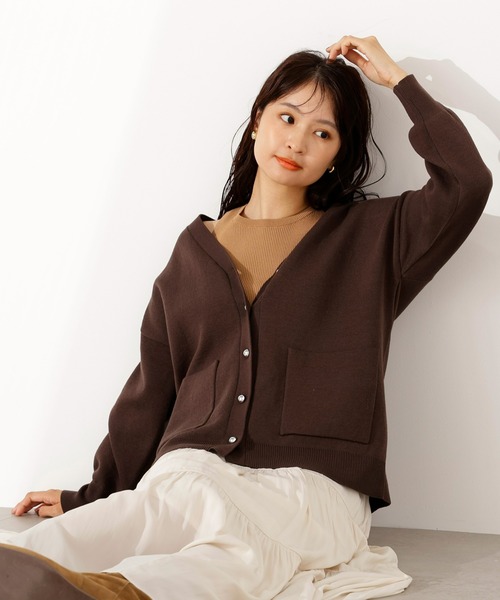 N.（N. Natural Beauty Basic）（エヌエヌナチュラルビューティーベーシック）の「スウェットライクフォルムカーディガン（カーディガン/ボレロ・レディース・グレー/ブラウン/ピンク・MEDIUM）」の3枚目の写真