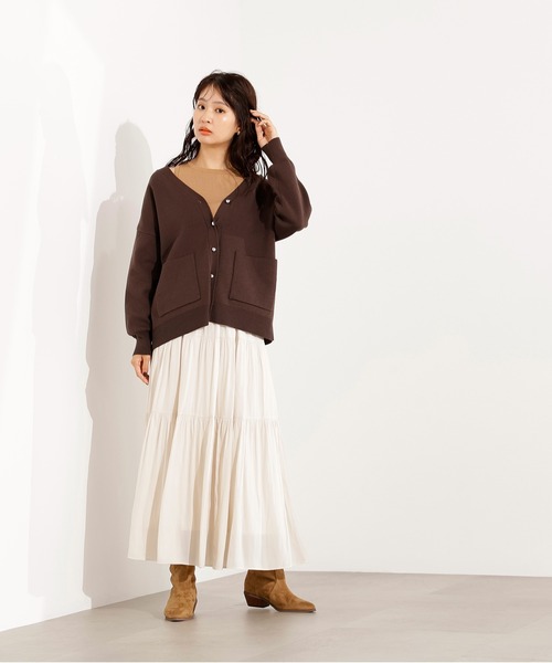 N.（N. Natural Beauty Basic）（エヌエヌナチュラルビューティーベーシック）の「スウェットライクフォルムカーディガン（カーディガン/ボレロ・レディース・グレー/ブラウン/ピンク・MEDIUM）」の15枚目の写真