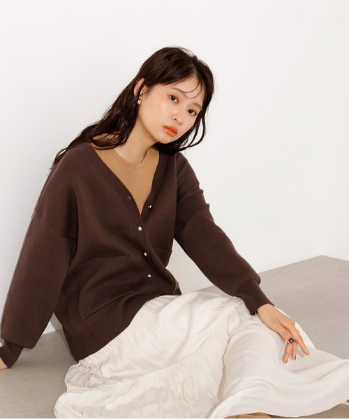 N.（N. Natural Beauty Basic）（エヌエヌナチュラルビューティーベーシック）の「スウェットライクフォルムカーディガン（カーディガン/ボレロ・レディース・グレー/ブラウン/ピンク・MEDIUM）」の19枚目の写真