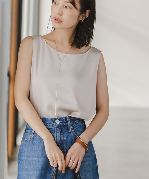 セール】《追加3》【洗える】ルナサテンデコルテ2WAYトップス（シャツ