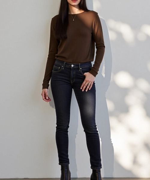 cammie(キャミー)の「シンプルフィットロンT(Tシャツ/カットソー・レディース・ベージュ/ダークグレー/ブラック/ブラウン/ホワイト・LARGE/MEDIUM)」の21枚目の写真