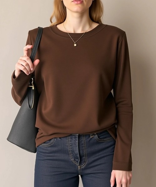 cammie(キャミー)の「シンプルフィットロンT(Tシャツ/カットソー・レディース・ベージュ/ダークグレー/ブラック/ブラウン/ホワイト・LARGE/MEDIUM)」の20枚目の写真