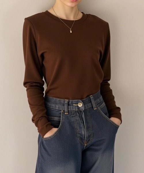 cammie(キャミー)の「シンプルフィットロンT(Tシャツ/カットソー・レディース・ベージュ/ダークグレー/ブラック/ブラウン/ホワイト・LARGE/MEDIUM)」の19枚目の写真