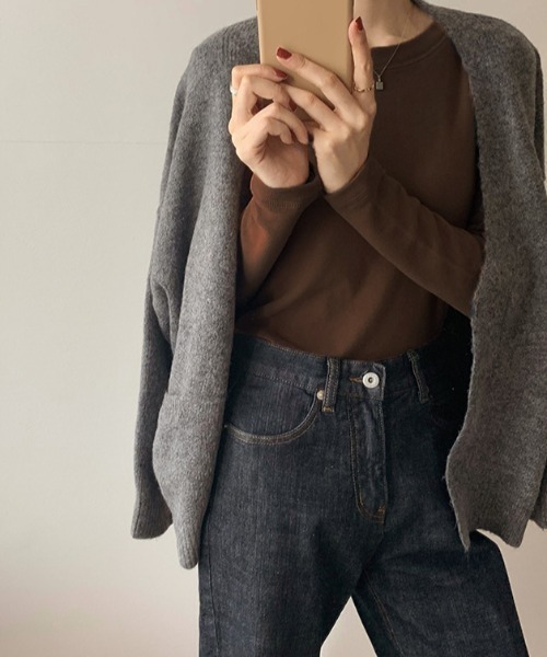 cammie(キャミー)の「シンプルフィットロンT(Tシャツ/カットソー・レディース・ベージュ/ダークグレー/ブラック/ブラウン/ホワイト・LARGE/MEDIUM)」の22枚目の写真