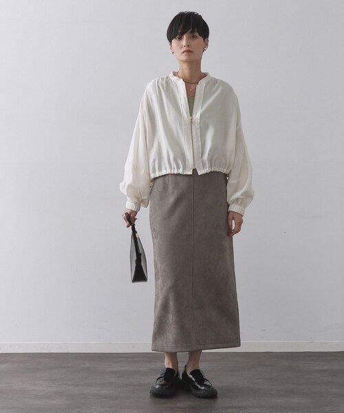 OPAQUE.CLIP（オペークドットクリップ）の「シアーランタンスリーブブルゾン【洗濯機洗い可】（ブルゾン・レディース・ブラック/アイボリー・42/40/38）」の9枚目の写真