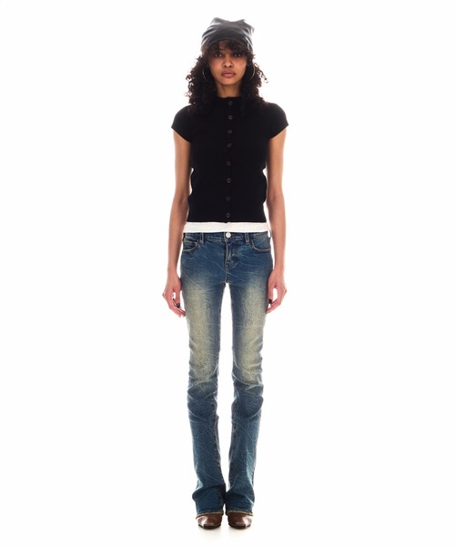 BEEDEN(ビーデン)の「CROSS BUTTON COMPACT KNIT TOPS(ニット/セーター・レディース・カモフラージュ/ブラック・FREE)」の13枚目の写真