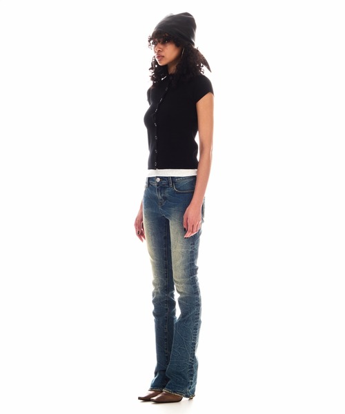 BEEDEN(ビーデン)の「CROSS BUTTON COMPACT KNIT TOPS(ニット/セーター・レディース・カモフラージュ/ブラック・FREE)」の14枚目の写真
