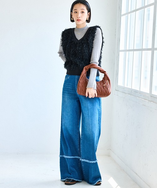 VIS(ビス)の「【2WAY】フリンジニットベスト(ベスト・レディース・ブラック系その他/キナリ・FREE)」の18枚目の写真