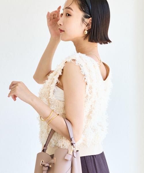 VIS(ビス)の「【2WAY】フリンジニットベスト(ベスト・レディース・ブラック系その他/キナリ・FREE)」の14枚目の写真